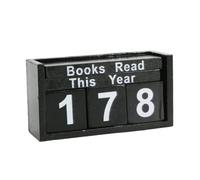 Panneau en bois avec inscription « Read This Year » - Fond noir | Trackers de lecture pour les amateurs de livres, cubes numérotés, décoration d'étagère, cadeau de défi de lecture