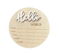 Panneau en bois avec nom de naissance pour bébé, panneau de bienvenue rond pour salon, chambre, hôpital, crèche