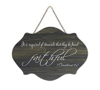 Panneau en bois avec verset de la Bible, 1 Corinthians 4:2 It Is Required of Stewards That They Be Found Faithful Farmhouse Panneau en bois à suspendre pour bureau, porte, mur, décoration d'intérieur