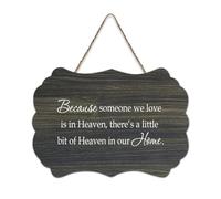 Panneau en bois avec verset de la Bible « Because Someone We Love Is in Heaven There's A Little Bit of Heaven in Our Home » - Décoration murale à suspendre pour bureau, porte, décoration d'intérieur