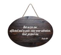 Panneau en bois avec verset de la Bible « But As for Me, Afflicted And in Pain May Your Salvation, God, Protect Me » - Décoration murale - 15,2 x 25,4 cm