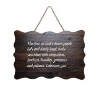 Panneau en bois avec verset de la Bible, Colossians 3:12 « So As God's Chosen People », « Holy And Dearly Loved », panneau en bois à suspendre pour bureau, porte, mur, décoration d'intérieur, 15,2 x