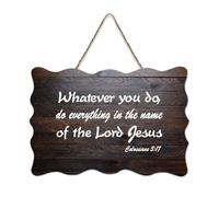 Panneau en bois avec verset de la Bible, Colossians 3:17 Whatever You Do, Do Everything in The Name of The Lord Jésus - Décoration murale en bois - Décoration murale - 15,2 x 25,4 cm