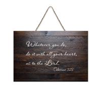 Panneau en bois avec verset de la Bible, Colossians 3:23 Whatever You Do, Do It with All Your Heart, As to The Lord 2 - Panneau en bois de ferme à suspendre pour bureau, porte, décoration d'intérieur