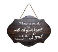 Panneau en bois avec verset de la Bible, Colossians 3:23 Whatever You Do, Do It with All Your Heart, As to The Lord Farmhouse Panneau mural en bois à suspendre pour bureau, porte, décoration