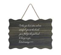 Panneau en bois avec verset de la Bible Deutéronome 8:10 When You Have Eaten And Are Satisfied, Praise The Lord Farmhouse - Décoration murale à suspendre pour porte de bureau, décoration d'intérieur