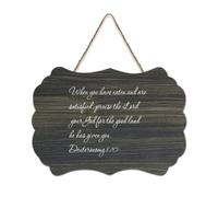 Panneau en bois avec verset de la Bible Deutéronome 8:10 When You Have Eaten And Are Satisfied, Praise The Lord Farmhouse - Décoration murale à suspendre pour porte de bureau, décoration d'intérieur