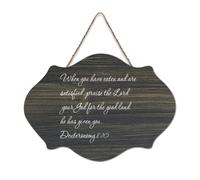 Panneau en bois avec verset de la Bible Deutéronome 8:10 When You Have Eaten And Are Satisfied, Praise The Lord Farmhouse - Décoration murale à suspendre pour porte de bureau, décoration d'intérieur