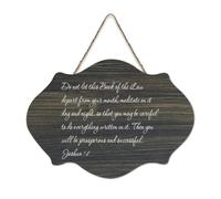 Panneau en bois avec verset de la Bible « Do Not Let This Book of The Law Depart from Your Mouth Joshua » 1:8 - Décoration murale pour bureau, porte, mur, décoration d'intérieur - 15,2 x 25,4 cm