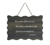 Panneau en bois avec verset de la Bible, Ecclesiastes 12:11 The Words of The Wise Are Like Firmly Embedded Nails, Given by One Shepherd Wood Sign Wall Art Wall Plaque murale à suspendre pour bureau