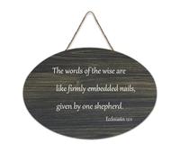 Panneau en bois avec verset de la Bible, Ecclesiastes 12:11 The Words of The Wise Are Like Firmly Embedded Nails, Given by One Shepherd Wood Sign Wall Art Wall Plaque murale à suspendre pour bureau