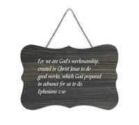 Panneau en bois avec verset de la Bible, Éphésiens 2:10 for We Are God's Workmanship, Created in Christ Jesus to Do Farmhouse Panneau mural en bois à suspendre pour bureau, porte, décoration