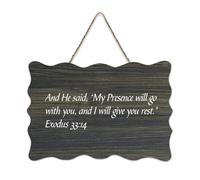 Panneau en bois avec verset de la Bible, Exode 33:14 et He Said, « My Presence Will Go with You, And I Will Give You Farmhouse » - Décoration murale - 15,2 x 25,4 cm