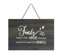 Panneau en bois avec verset de la Bible « Family Today's Little Moments Become Tomorrow's Precious Memories » - Décoration murale à suspendre pour bureau, porte, décoration d'intérieur, 15,2 x 25,4 cm