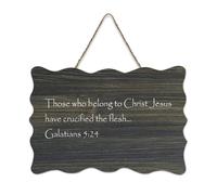 Panneau en bois avec verset de la Bible, Galates 5:24 Those Who Belong to Christ Jesus Have Crucified The Farmhouse - Décoration murale pour bureau, porte, mur, décoration d'intérieur, 15,2 x 25,4 cm