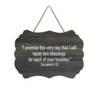 Panneau en bois avec verset de la Bible, « I Promise This Very Day That I Will Repay Two Blessings for Each of Your Troubles » - Décoration murale pour bureau, porte, mur, décoration d'intérieur, 15,2
