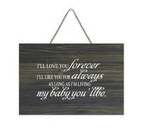 Panneau en bois avec verset de la Bible, « I'll Love You Forever I'll Like You for Always As Long As I'm Living My Baby » - Décoration murale pour bureau, porte, décoration d'intérieur, 15,2 x 25,4 cm