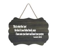 Panneau en bois avec verset de la Bible, Isaiah 38:5 « This Is What The Lord, The God of Your Father David » - Décoration murale pour bureau, porte, décoration d'intérieur, 15,2 x 25,4 cm