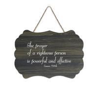 Panneau en bois avec verset de la Bible, James 5:16b The Prayer of A Righteous Person Is Powerful And Effective Farmhouse Wood Sign Saying Wall Art Wall Wall Décoration d'intérieur 15,2 x 25,4 cm