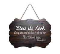 Panneau en bois avec verset de la Bible, Psaume 103:1 Bless The Lord O My Soul And All That Is Within Me Bless His Holy Name - Plaque murale en bois à suspendre pour bureau, porte, décoration