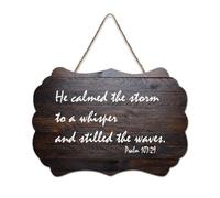 Panneau en bois avec verset de la Bible, Psaume 107:29 « He Calmed The Storm to A Whisper And Stilled The Waves » - Décoration murale - Décoration murale - 15,2 x 25,4 cm