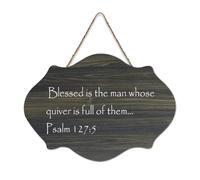 Panneau en bois avec verset de la Bible, Psaume 127:5 Blessed Is The Man Whose Quiver Is Full of Them - Panneau en bois de ferme avec dicton positif - Décoration murale pour bureau, porte, décoration