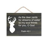 Panneau en bois avec verset de la Bible Psaume 42:1 As The Deer Pants for Streams of Water So My Soul Thirsts for You, O God Wood Wall Art Sign For Living Bedroom Home Decor 20,3 x 30,5 cm
