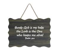 Panneau en bois avec verset de la Bible, Psaume 54:4 Surely God Is My Help; The Lord Is The One Who Keeps Me Alive - Panneau en bois de ferme avec dicton - Décoration murale pour bureau, porte