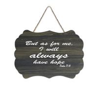 Panneau en bois avec verset de la Bible, Psaume 71:14, But As for Me, I Will Always Have Hope Farmhouse Panneau en bois avec dicton positif Décoration murale pour porte de bureau, décoration