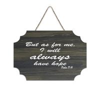 Panneau en bois avec verset de la Bible, Psaume 71:14, But As for Me, I Will Always Have Hope Farmhouse Panneau en bois avec dicton positif Décoration murale pour porte de bureau, décoration