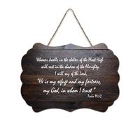 Panneau en bois avec verset de la Bible, Psaume 91:1 2 Whoever Dwells in The Shelter of The Most High Rest Shadow of The Almighty Wood Sign Wall Art Wall Wall Décoration murale 15,2 x 25,4 cm