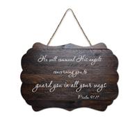 Panneau en bois avec verset de la Bible, Psaume 91:11 « He Will Command His Angels Concerning You to Guard You in All Your Ways » - Décoration murale pour bureau, porte, décoration d'intérieur, 15,2 x
