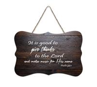 Panneau en bois avec verset de la Bible, psaume 92:1 « It Is Good to Give Thanks to The Lord And Make Music for His Name » - Panneau en bois à suspendre pour bureau, porte, mur, décoration d'intérieur