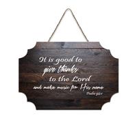 Panneau en bois avec verset de la Bible, psaume 92:1 « It Is Good to Give Thanks to The Lord And Make Music for His Name » - Panneau en bois à suspendre pour bureau, porte, mur, décoration d'intérieur
