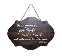 Panneau en bois avec verset de la Bible, psaume 92:1 « It Is Good to Give Thanks to The Lord And Make Music for His Name » - Panneau en bois à suspendre pour bureau, porte, mur, décoration d'intérieur