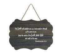 Panneau en bois avec verset de la Bible, « The Lord Will Establish You As A Holy People to Himself, As He Swore to You » - Plaque murale en bois à suspendre pour bureau, porte, décoration d'intérieur