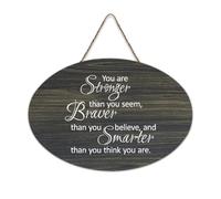 Panneau en bois avec verset de la Bible, « You Are Stronger Than You Seem, Braver Than You Believe, And Smarter Than You Think You Are », plaque murale à suspendre pour bureau, porte, décoration