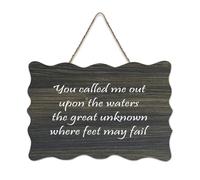 Panneau en bois avec verset de la Bible, « You Called Me Upon The Waters, The Great Unknown Where Feet May Fail » - Décoration murale pour bureau, porte, décoration d'intérieur, 15,2 x 25,4 cm