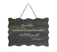 Panneau en bois avec verset de la Bible « Your Children Must Hear The Word And Learn to Honor The Lord Your God » - Décoration murale à suspendre pour bureau, porte, mur, décoration d'intérieur, 15,2