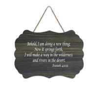 Panneau en bois avec verset « Isaiah 43:19 Behold I Am Doing A New Thing Now It Springs Forth. I Will Make A Way in The Wilderne » - Décoration murale pour porte de bureau, décoration d'intérieur