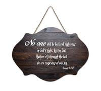 Panneau en bois avec verset Romans 3:20 No One Will Be Declared Righteous in God's Sight By The Law Rather It's Through The L - Décoration murale - Décoration murale - 15,2 x 25,4 cm