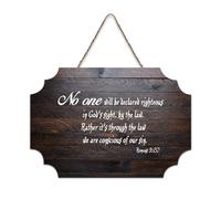 Panneau en bois avec verset Romans 3:20 No One Will Be Declared Righteous in God's Sight By The Law Rather It's Through The L - Décoration murale - Décoration murale - 15,2 x 25,4 cm