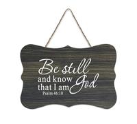 Panneau en bois « Be Still And Know That I Am God Psaum 46:10 » - Verse de la Bible - Décoration murale rustique à suspendre pour porte d'entrée, salon, cuisine, décorations de Noël