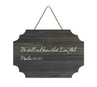 Panneau en bois « Be Still And Know That I Am God. Psaume 46:10 » - Verset de la Bible - Décoration murale rustique à suspendre pour porte d'entrée, salon, cuisine, décorations de Noël
