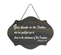 Panneau en bois Colossians 1:12 Give Thanks to The Lord Who Has Qualified You to Share in His Kingdom - 15,2 x 25,4 cm - Décoration murale en bois pour porte d'entrée, salon, cuisine