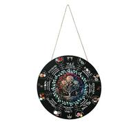 Panneau en bois de 30,5 cm avec motif de roue païenne de l'année - Décoration murale - Fait à la main - Panneau de porte Wicca - Calendrier de Noël - Avec nœud - Sorcières, runes, sabbats