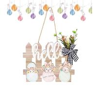 Panneau en bois de Bonne Pâques - Panneau de porte de Joyeuses Pâques, Panneau d'oeufs de Pâques en bois de lapin pour la décoration de la maison - Panneau rustique de Pâques pour la décoration