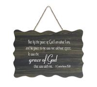 Panneau en bois de ferme 1 Corinthians 15:10 But by The Grace of God I Am What I Am And His Grace to Me Was Not Without Effec - Plaque murale à suspendre pour porte de bureau, décoration d'intérieur