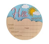 Panneau en bois de forme ronde pour annonce de naissance avec détails pour nouveau-né, accessoires photo d'hôpital, décoration murale pour fête prénatale, cadeau de fête prénatale, panneau en bois