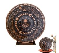 Panneau En Bois De La Roue De L'année - 11,81 X 11,81 X 0,39 Pouces Panneau Rond En Bois Avec Runes D'astrologie Avec Base | Affichage Des Fêtes Païennes D’ornement Céleste Pour Les Cafés, Les Salles